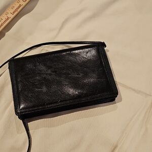 Jay Herbert Black Leather Clutch Crossbody Removable Strap